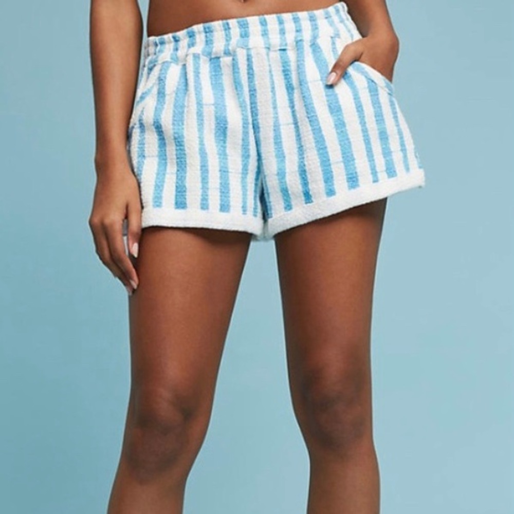Anthropologie Lilka Blue and White Striped Shorts